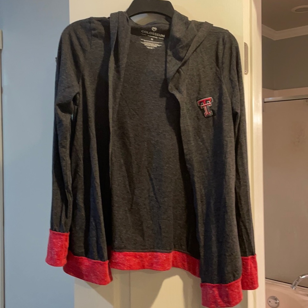 Hooded open cardigan. Small. Texas Tech. Worn once
